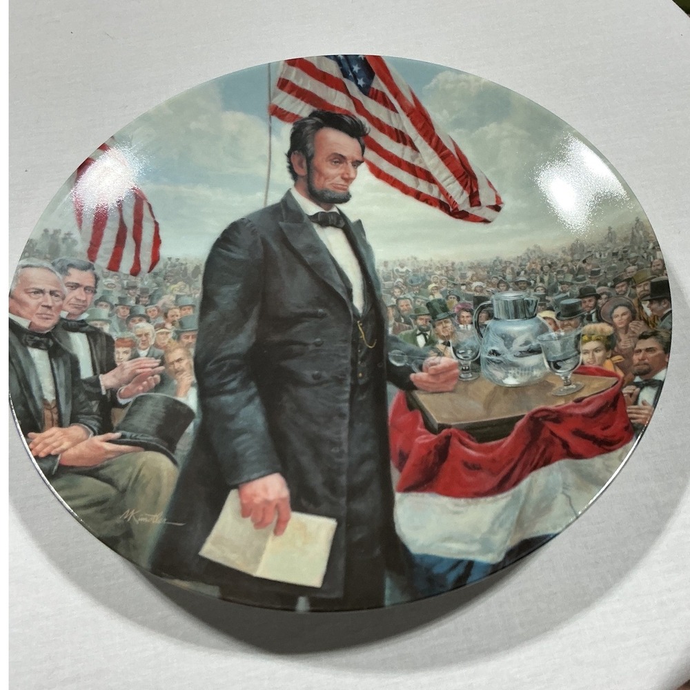 Edwin M Knowles Abraham Lincoln Gettysburg Address Plate 1986 Vintage Americana